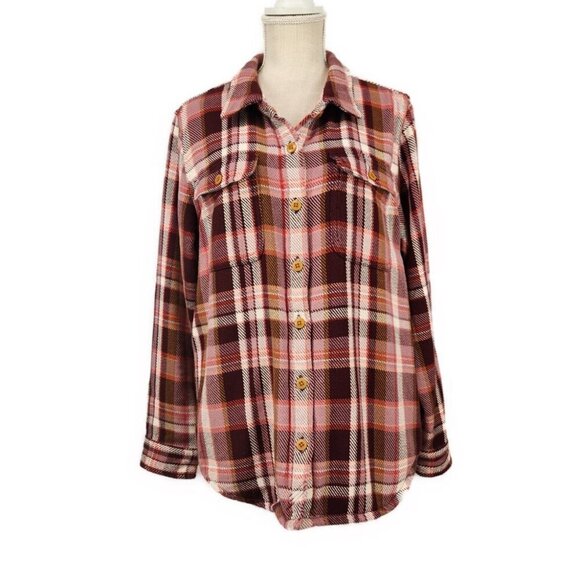 L.L. Bean Jackets & Blazers - L.L. Bean Women's 912 Overshirt Plaid Shacket Women's L Purple Button Up Shirt